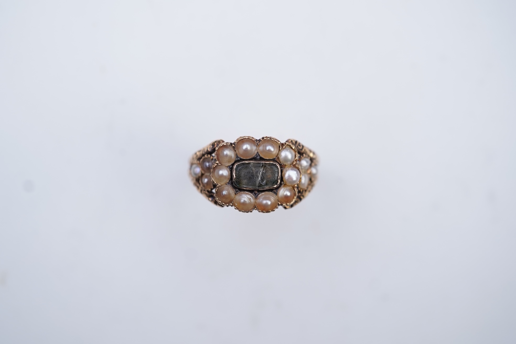 A Regency pearl mourning ring, circa 1824